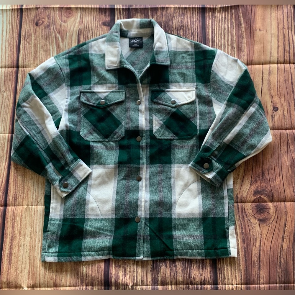 HFX Men's Long Sleeve Multicolor Plaid Collared Snap Buttons Heavy Shacket Sz: S
